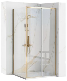 Rea Rapid Slide, sprchovací kút s posuvnými dverami 130(dvere) x 80(stena), 6mm číre sklo, zlatý lesklý profil, KPL-K5634
