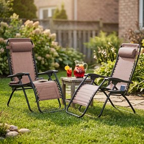 4Home Záhradné plážové polohovacie kreslo Relax, hnedá