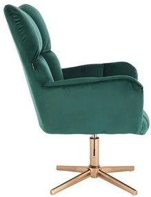 LuxuryForm DESIGN Kreslo AURORA VELUR na zlatom kríži - zelené