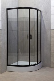 Novoterm Štvrťkruhový sprchový kút NV-Xenia Duo 90x90 čierna/potlač + vanička