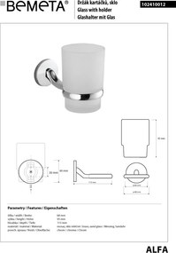 Bemeta Design ALFA: Držiak kefiek, sklo - 102410012
