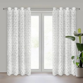 ZÁCLONA NA KRÚŽKOCH EVA MINGE ROSES1 140X250 CM BIELA