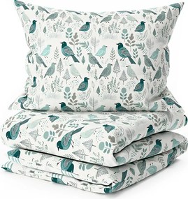 Bavlnené obliečky LEAFBIRD POLY bielo-zelené Rozmer obliečky: 2 ks 70 x 90 cm | 200 x 220 cm