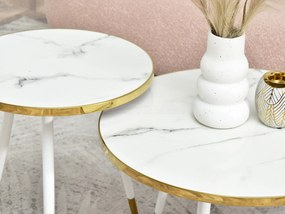 Set 2 konferenčných stolíkov Zoya Zest S (biely mramor + zlatá). Akcia -20%. Vlastná spoľahlivá doprava až k Vám domov. 1111891