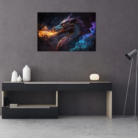 Obraz - Drak pľuvajúce plamene (90x60 cm)