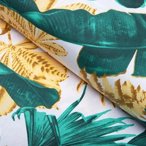 Biante Bavlnený behúň na stôl Sandra SA-245 Zelené a zlaté tropické listy 45x120 cm