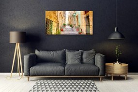 Obraz na akrylátovom skle Staré mesto cesta domy 100x50 cm