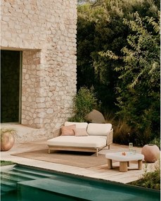 Krémovobiele/v prírodnej farbe dvojmiestne drevené záhradné ležadlo Catalina – Kave Home