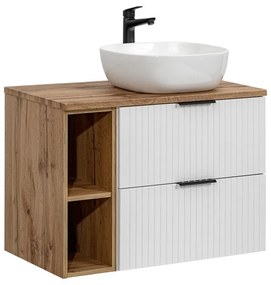 Závesná skrinka Casad s doskou a umývadlom II 80 cm biela/dub wotan