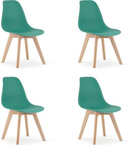 Set štyroch jedálenských stoličiek KITO zelené / naturálne nohy (4 ks)