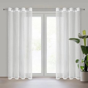 Záclona na kruhy s romantickým háčkovaným ažúrovým vzorom - biela Šírka: 140 cm | Dĺžka: 250 cm