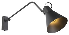 Dizajnová nástenná lampa čierna nastaviteľná - Luna