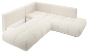 Rozkladacia rohová čalúnená sedacia súprava s úložným priestorom v tvare L ALMADA ľavá béžová