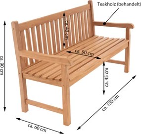 Divero 34977 Záhradná lavica Divero 3-miestna, masív 150 cm