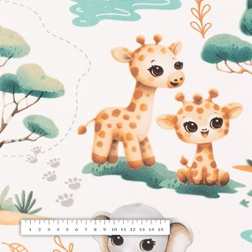 Biante Detský bavlnený štvorcový obrus Sandra SA-513 Africké zvieratká na bielom 80x80 cm