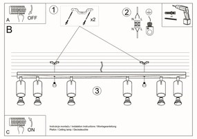 Stropné svietidlo RING 6L sivé