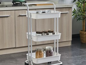 VERK GROUP Vozík s 3 košíkmi, na kolieskach, multifunkčný - biely FERRO