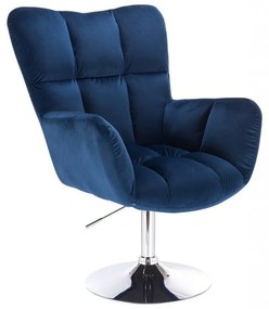 LuxuryForm DESIGN Otočné kreslo AURORA VELUR na striebornom tanieri - modré