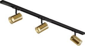 Modern railsysteem zwart met 3 spots goud 1-fase - Iconic Lloyd