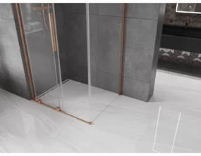 Mexen Velar L, sprchový kút s posuvnými dverami 90 x 80 cm, 8mm číre sklo, medená matná, 871-090-080-03-65