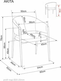 Jedálenská stolička AKITA s čiernymi nohami, sivá