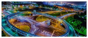Obraz - panoráma nočného mesta (120x50 cm)