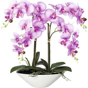 Umelá orchidea phalaenopsis 53 cm ružovo-fialová v keramickej miske 30,5 x 14 x 9 ,5 cm Real Touch