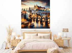 Praha maľba textilní prelepiteľná nálepka na stenu šírka 45 cm