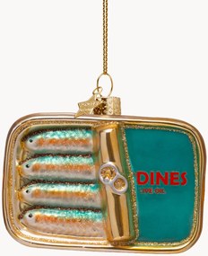 Ručne fúkaná vianočná ozdoba Blue Sardines