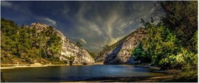 Obraz krajiny s jazerom (120x50 cm)