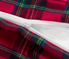 Posteľná bielizeň z česanej bavlny, červené káro, štandardná veľkosť