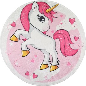 Ružový prateľný detský koberec ø120 cm Pink Unicorn – Vitaus