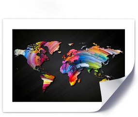 Gario Plagát Mapa sveta v rôznych farbách Farba rámu: Bez rámu, Veľkosť: 30 x 20 cm