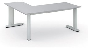 Rohový kancelársky písací stôl PRIMO FLEXIBLE, 1800 x 1600 mm, sivá