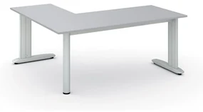 Rohový kancelársky písací stôl PRIMO FLEXIBLE, 1800 x 1600 mm, sivá