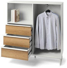 Komoda »LEEG« s 3 zásuvkami a tyčou na oblečenie