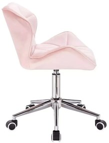 LuxuryForm DESIGN Stolička MILANO VELUR na striebornej podstave s kolieskami - svetlo ružová