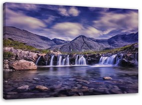 Obraz na plátně Vodopád Horská krajina - 120x80 cm