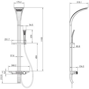 Mexen Sonic, sprchová sada s ručnou a dažďovou hlavicou, čierna, 78110-70
