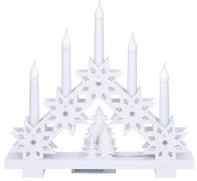 Solight 1V265 LED dekorácia, vianočný svietnik s hviezdami, 30cm, 5x LED, 2xAA, IP20, biela, teplá biela
