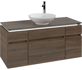 VILLEROY &amp; BOCH Legato závesná skrinka pod umývadlo na dosku (umývadlo v strede), 5 zásuviek, s LED osvetlením, 1200 x 500 x 550 mm, Arizona Oak, B578L0VH