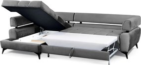 Rohová sedacia súprava Paris, stredne šedá látka, ľavý roh