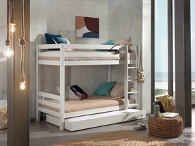 Poschodová postel z masívu so zásuvkou borovica biela 161cm 90x200cm