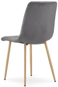 Set dvoch jedálenských stoličiek TURIN zamatové, tmavosivé / hnedé nohy (2 ks)