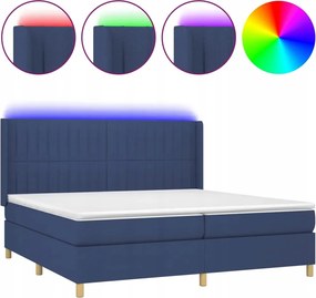 vidaXL Kontinentálna posteľ s matracom, modrá, 200 x 200 cm, látka