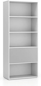 PLAN Vysoký kancelársky policový regál LAYERS, 1 box, 800 x 400 x 1905, biela / sivá