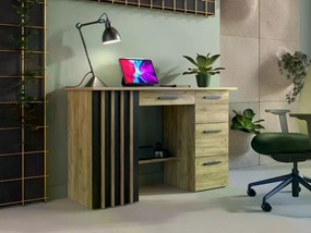 Počítačový stôl 120 cm dubový, remeselný, čierny, loft