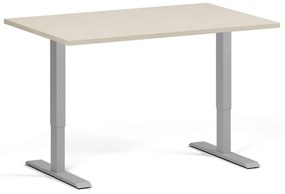 Výškovo nastaviteľný stôl, 120x80 cm, 1 motor, sivá podnož, breza