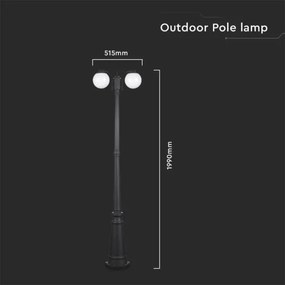 Vonkajšia lampa 2xE27/60W/230V IP44 199 cm čierna