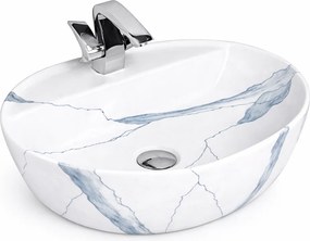 MONTERO-M 60 || Umývadlo na dosku, keramika, biela, mramor, zaoblená